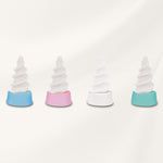 Ear Wizard Ersatzaufsätze in vier Farben – weiche, spiralförmige Spitzen für hygienische Mehrfachverwendung.