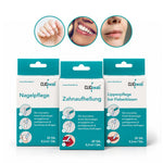 CLICswab Smile & Beauty Trio: Drei Packungen mit Knick-Wattestäbchen für Nagelpflege, Zahnaufhellung und Lippenpflege bei Fieberblasen.